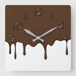 Dripping Chocolate - Wall Clock Quadratische Wanduhr