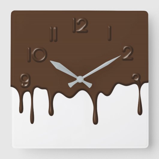 Dripping Chocolate - Wall Clock Quadratische Wanduhr (Vorderseite)