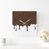 Dripping Chocolate - Wall Clock Quadratische Wanduhr (Zuhause)