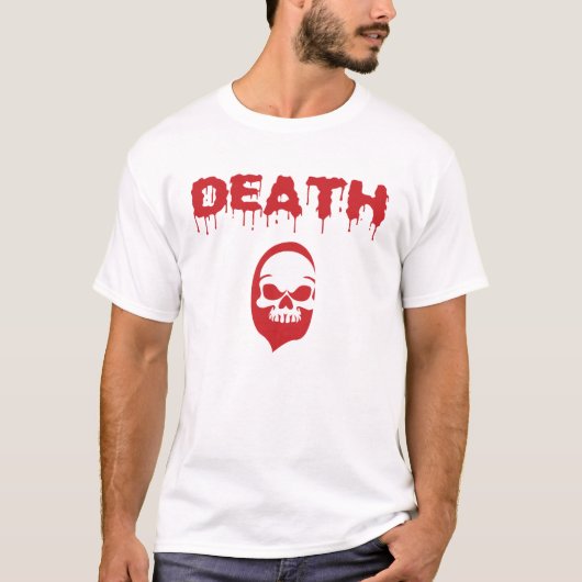 Dripping 'Death' Text Horror Illustration T-Shirt (Vorderseite)