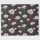 Dripping Floral Dark Wrap Geschenkpapier (Flach)