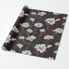 Dripping Floral Dark Wrap Geschenkpapier