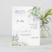 Dripping Foliage Dreamy Lavender Wedding Einladung (Stehend Vorderseite)