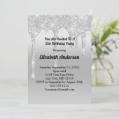 Dripping Glitzer Silver Personalisiert 21. Geburts Einladung (Stehend Vorderseite)