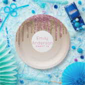 Dripping Glitzer Sweet16 Rose Gold Pink 16. Party Pappteller (Party)