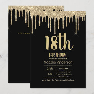 Dripping Glitzer Typografy 18. Girls Modern Einladung