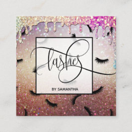 Dripping Gold Lashes Viele Lashes Quadratische Visitenkarte