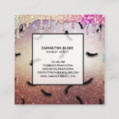 Dripping Gold Lashes Viele Lashes Quadratische Visitenkarte (Rückseite)