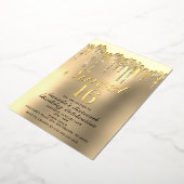 Dripping Gold Sweet 16 Birthday Real Folieneinladung (Gedreht)