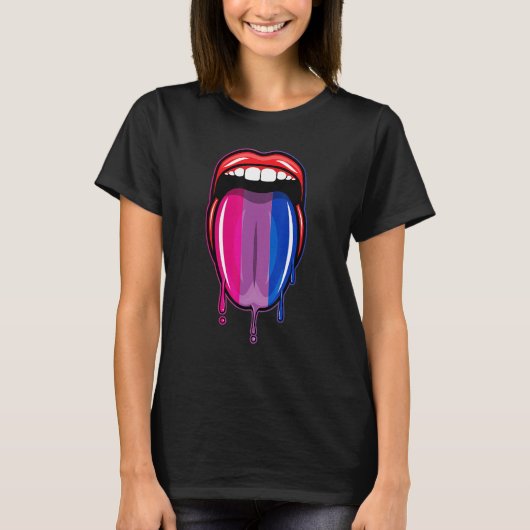 Dripping Lips Tongue Bisexual Pride Bisexuality Fl T-Shirt (Vorderseite)