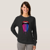Dripping Lips Tongue Bisexual Pride Bisexuality Fl T-Shirt (Vorne ganz)