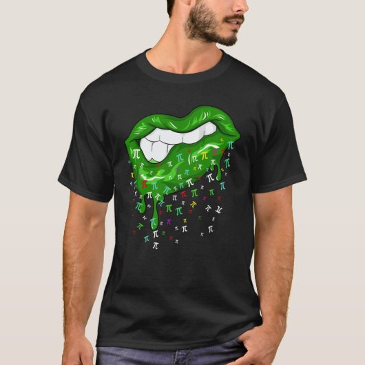 Dripping Lips With Pi Symbols St Patricks Day Pi D T-Shirt (Vorderseite)