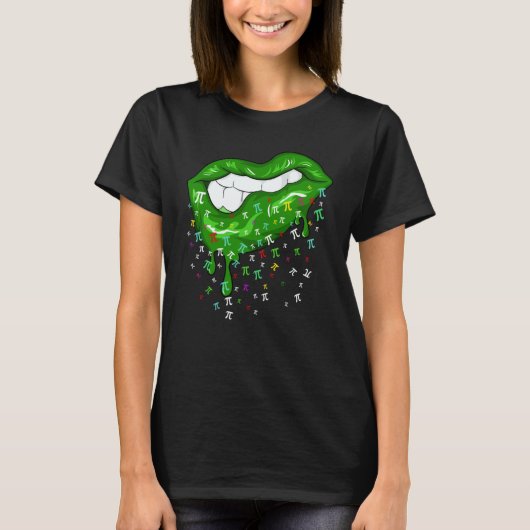 Dripping Lips With Pi Symbols St Patricks Day Pi D T-Shirt (Vorderseite)