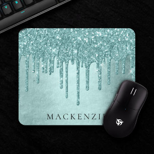 Dripping Luxe Glitzer   Minze Aquamarin Pour Monog Mousepad
