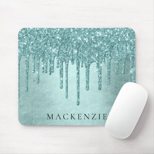 Dripping Luxe Glitzer | Minze Aquamarin Pour Monog Mousepad (Mit Mouse)