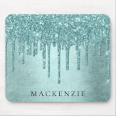 Dripping Luxe Glitzer | Minze Aquamarin Pour Monog Mousepad (Vorne)