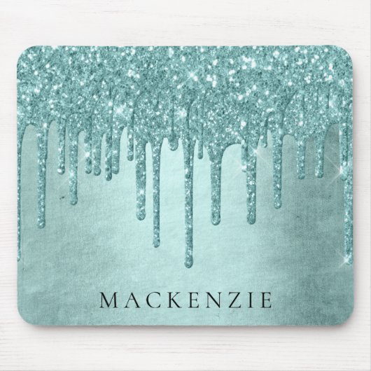 Dripping Luxe Glitzer | Minze Aquamarin Pour Monog Mousepad (Vorne)