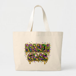 Dripping Mardi Gras Tote Bag – Festive Carnival Pa Jumbo Stoffbeutel