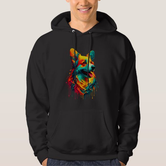 Dripping Paint Art Cardigan Welsh Corgi Corgis Hoodie (Vorderseite)