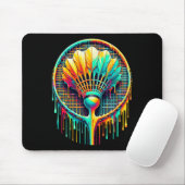 Dripping Paint Badminton Player Shuttle Racket Mousepad (Mit Mouse)