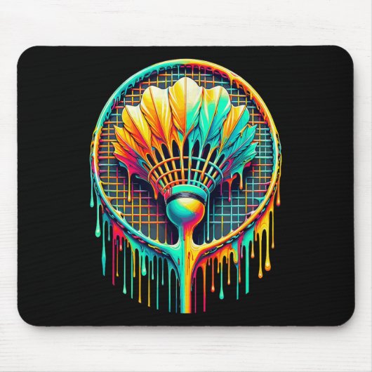 Dripping Paint Badminton Player Shuttle Racket Mousepad (Vorne)