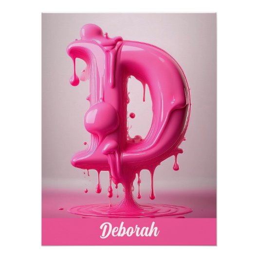 Dripping Pink Letter D - Customizable Name Poster  (Vorderseite)
