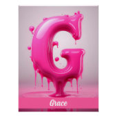 Dripping Pink Letter G - Customizable Name Poster  (Vorderseite)