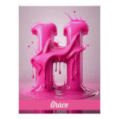 Dripping Pink Letter H - Customizable Name Poster (Vorderseite)