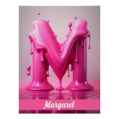 Dripping Pink Letter M - Customizable Name Poster  (Vorderseite)