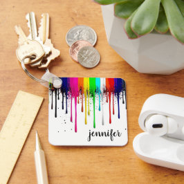 Dripping Rainbow Paint Monogram  Schlüsselanhänger