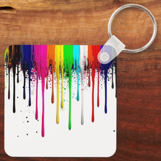 Dripping Rainbow Paint Monogram  Schlüsselanhänger (Rückseite)