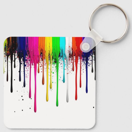 Dripping Rainbow Paint Monogram  Schlüsselanhänger (Rückseite)
