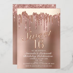 Dripping Rose Gold Sweet 16 Birthday Real Folieneinladung<br><div class="desc">Diese Rose Gold Sweet 16 Geburtstag Real Foil Einladung ist perfekt,  um Ihre glamouröse Teenager zu feiern! Die Real-Folie auf dem Overlay-Tropfen und "Sweet 16" verleiht diesem einen eleganten Look.</div>