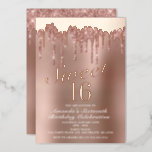 Dripping Rose Gold Sweet 16 Birthday Real Folieneinladung<br><div class="desc">Diese Rose Gold Sweet 16 Geburtstag Real Foil Einladung ist perfekt,  um Ihre glamouröse Teenager zu feiern! Die Real-Folie auf dem Overlay-Tropfen und "Sweet 16" verleiht diesem einen eleganten Look.</div>