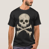 Dripping Skull Crossbones Skeleton Jolly Roger Fla T-Shirt (Vorderseite)
