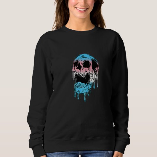 Dripping Trans Pride Skull Transgender LGBT Premiu Sweatshirt (Vorderseite)