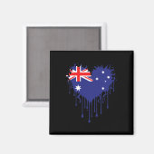 Drippings Heart Australia Flag Design für Stolz Magnet (Vorderseite/Rückseite)