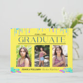 Drippy Drilling Holographic Foto Abschluss Einladung (Stehend Vorderseite)