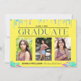 Drippy Drilling Holographic Foto Abschluss Einladung