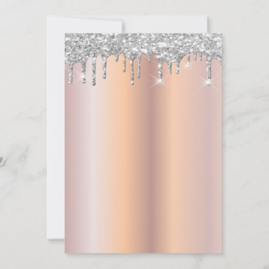 Drips Diamond Dress Eiffel Tower Bow Quinceañera Einladung (Rückseite)