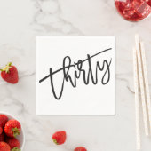 DRITTANZIGE moderne Schrift Schwarz-weiß 30. Party Serviette (Beispiel)