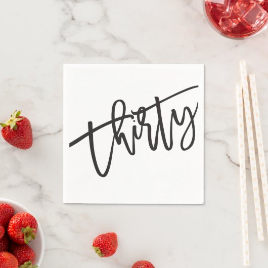 DRITTANZIGE moderne Schrift Schwarz-weiß 30. Party Serviette (Beispiel)