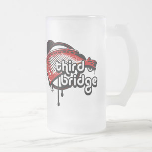 dritte Brücke. weiß und rot. Mattglas Bierglas