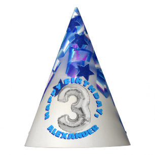 Dritte Geburtstags-Jungen drei Jährig-Party Partyhütchen