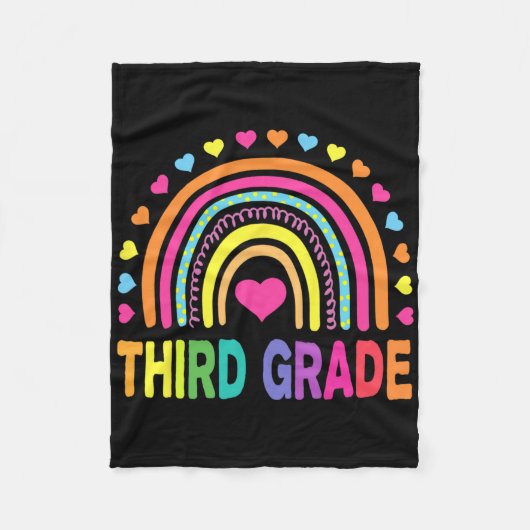 Dritte Klasse 3. Klasse Regenbogen Lehrer Kinder B Fleecedecke (Vorderseite)