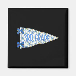 Dritte Klasse Florales Pennant Schuljahr Design Magnet