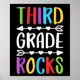 Dritte Klasse rockt Zurück zur Schule Junge Mädch Poster
