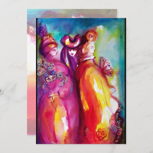 DRITTE MASK Maskerade Ball, goldgelb blau Ankündigung (Vorne/Hinten)