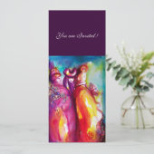 DRITTE MASK Maskerade Ball, goldgelb blau Einladung (Stehend Vorderseite)