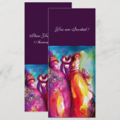 DRITTE MASK Maskerade Ball, goldgelb blau Einladung (Vorne/Hinten)